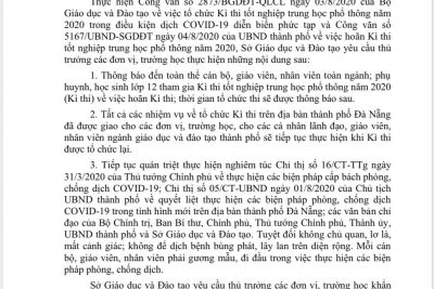 Thông báo Hoãn Kì thi tốt nghiệp THPT năm 2020