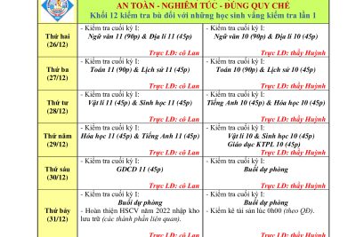 KẾ HOẠCH CÔNG TÁC TUẦN 17(Từ ngày 26/12/2022 đến ngày 31/12/2022)