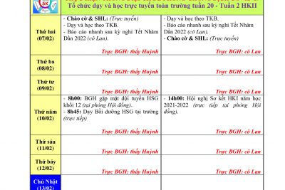 Kế Hoạch công tác tuần 22 (07.02.2022-12.02.2022)