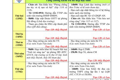 Kế hoạch công tác tuần 23(Từ ngày 13/02/2023 đến ngày 18/02/2023)