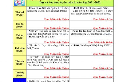 Kế Hoạch công tác tuần 8 (25.10.2021-30.10.2021)
