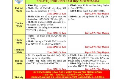 Kế hoạch công tác tuần i3(Từ ngày 14/8/2023 đến ngày 20/8/2023)