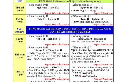 Kế hoạch công tác tuần 35(từ ngày 08/5/2023 đến ngày 13/5/2023)