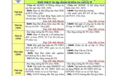 Kế hoạch công tác tuần 32(từ ngày 17/4/2023 đến 22/4/2023)